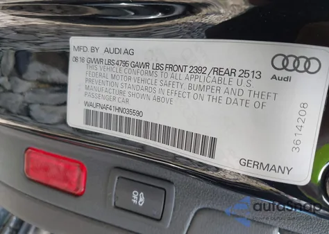 2017 Audi A4 2.0T Premium from USA, damaged, VIN WAUFNAF41HN035590
